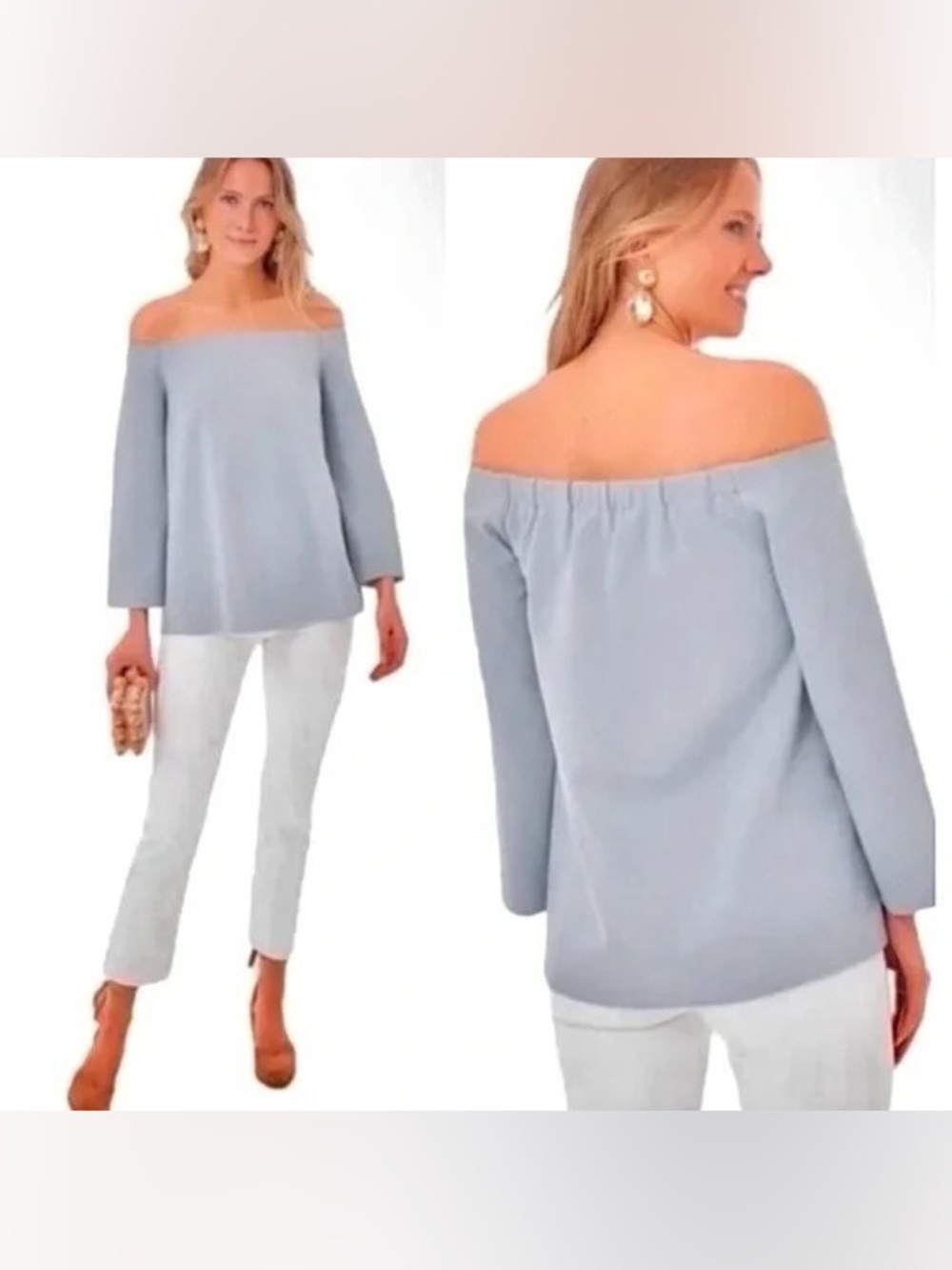 Tuckernuck Off-the-Shoulder Powder Blue Sweater Size Medium